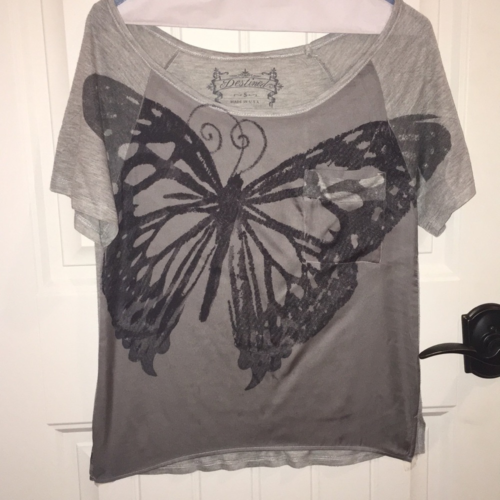 DESTINED sheer and smooth butterfly shirt!